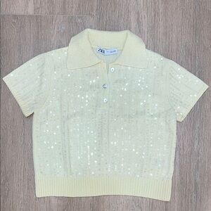 Zara Sparkling Cream knit Polo